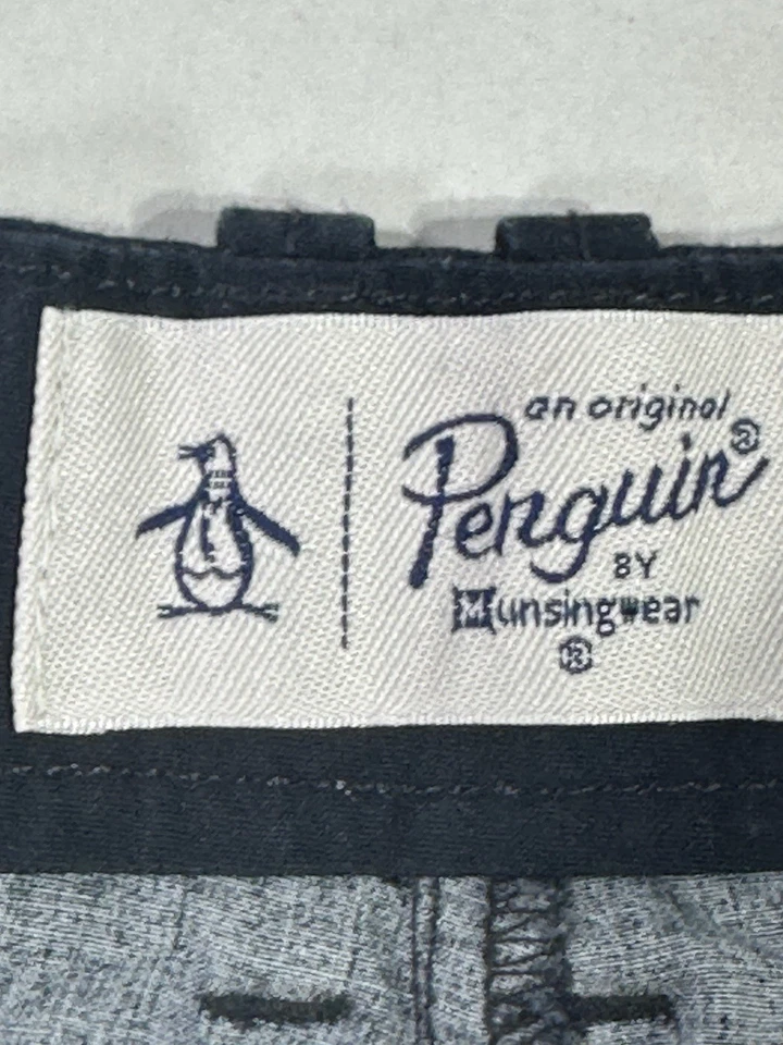 Pantalones Cortos Original Penguin Para Hombre 38 Estampado Cassette Azul Marino Retro Chino Munsingwear Divertidos Foto 3 de 4