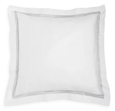 450 MATOUK LOWELL COTTON PERCALE 600TC 2 EURO SHAMS SILVER GRAY RIBBON APPLIQUE