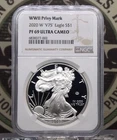 2020 "W" PROOF American SILVER Eagle *V75* $1 NGC PF69 Ultra Cameo #002 ECC&C