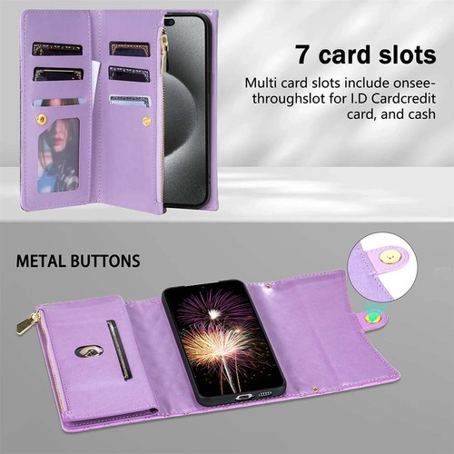 TPU Phone Leather Case For Google Pixel 8/8 Pro/7A/7 Pro/6A Multi Card Wallet - Picture 30 of 62