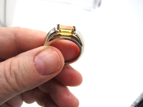 Precioso Anillo Elegante Tiffany & Co Plata Esterlina Dorado Naranja Citrino Talla 10 - Imagen 4 de 6