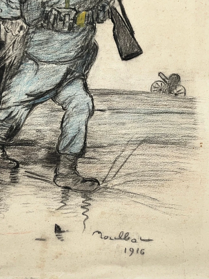 FRANCISQUE POULBOT Militaria DESSIN ORIGINAL Matinee Croix Guerre 1916 - Photo 2/3