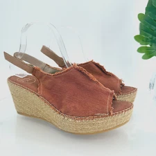 Toni Pons Womens Lugano Espadrille Sandals Platform Wedge Orange Canvas 41 10 US