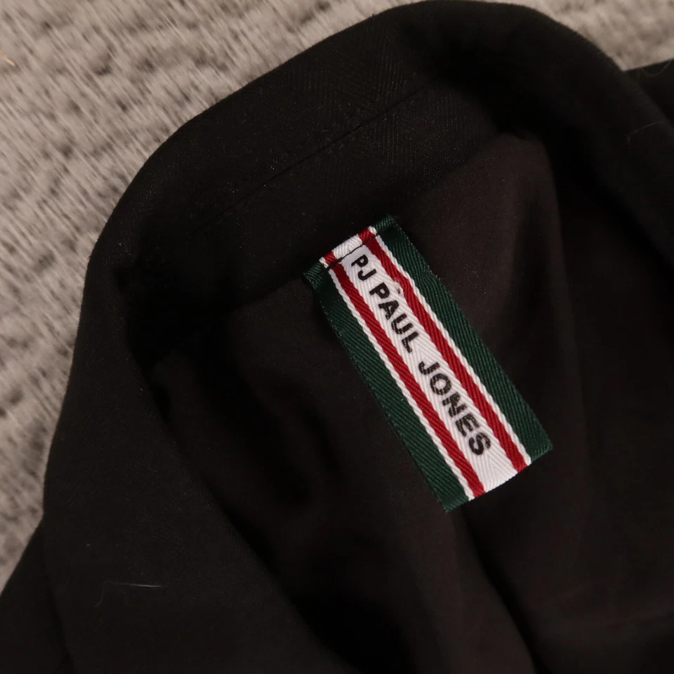 Paul Jones Jacket L Black Linen Cotton Herringbone Self Stripe Patch Pockets 42R - Image 3 of 4