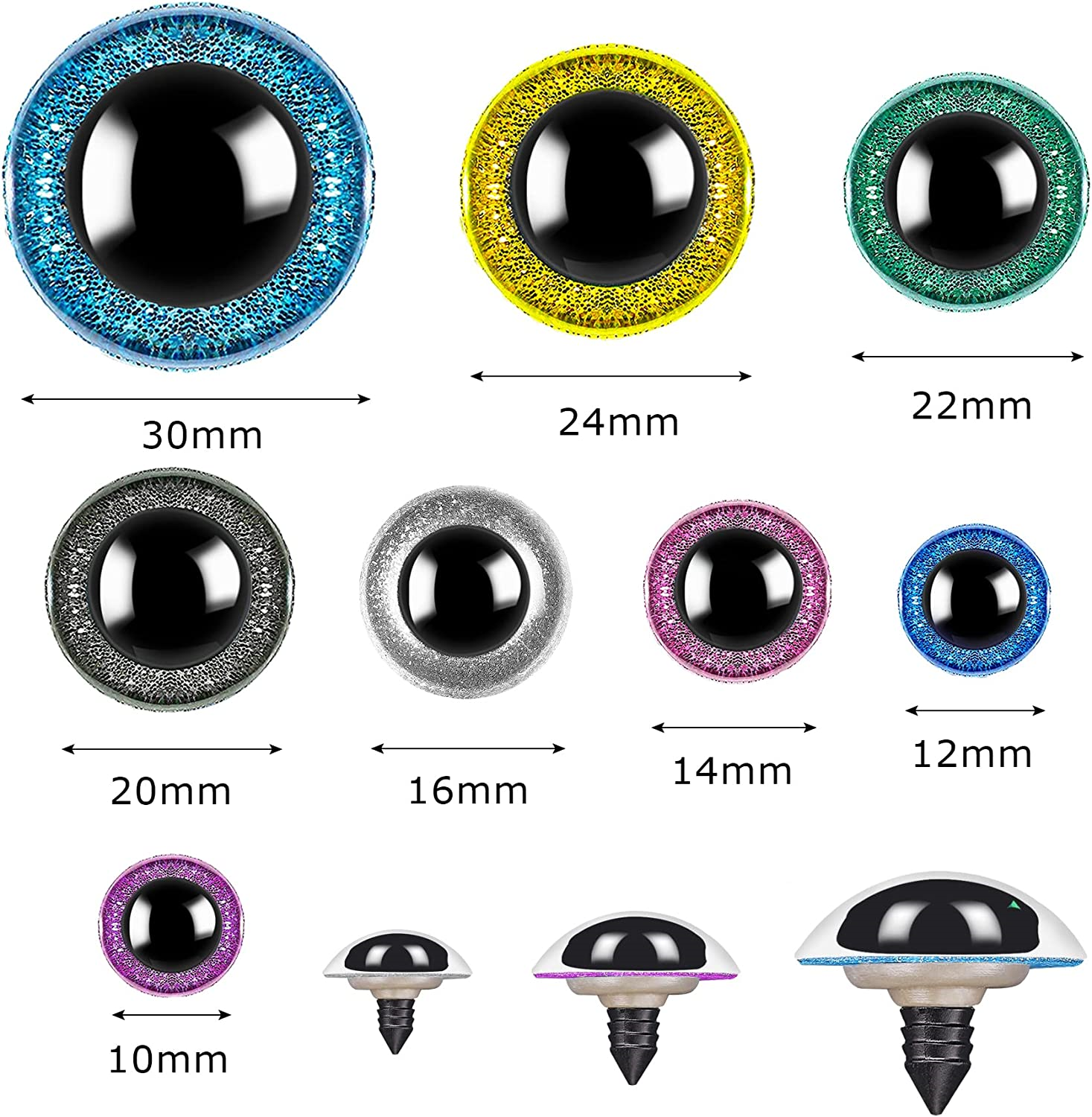 160pcs Large Safety Eyes for Amigurumi Glitter Eye for Stuffed Animals