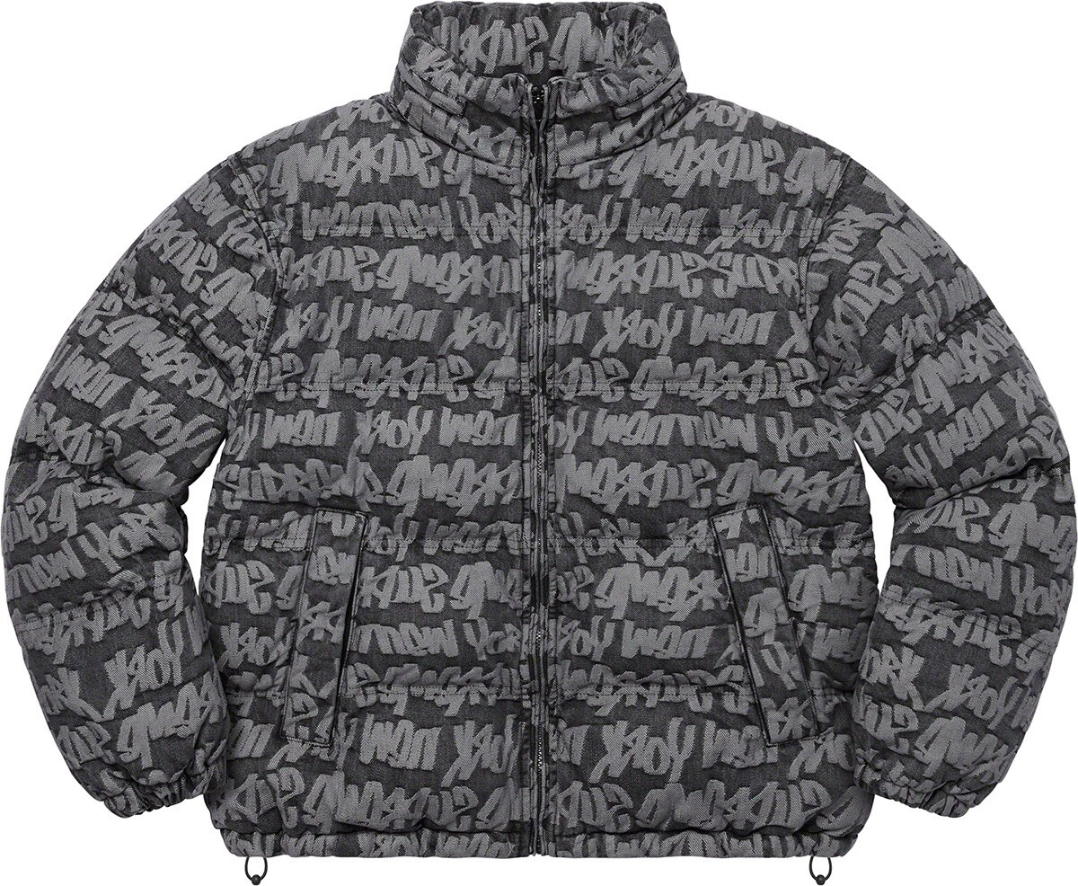 Veste tampon en denim jacquard Supreme Fat Tip noire taille M à la main