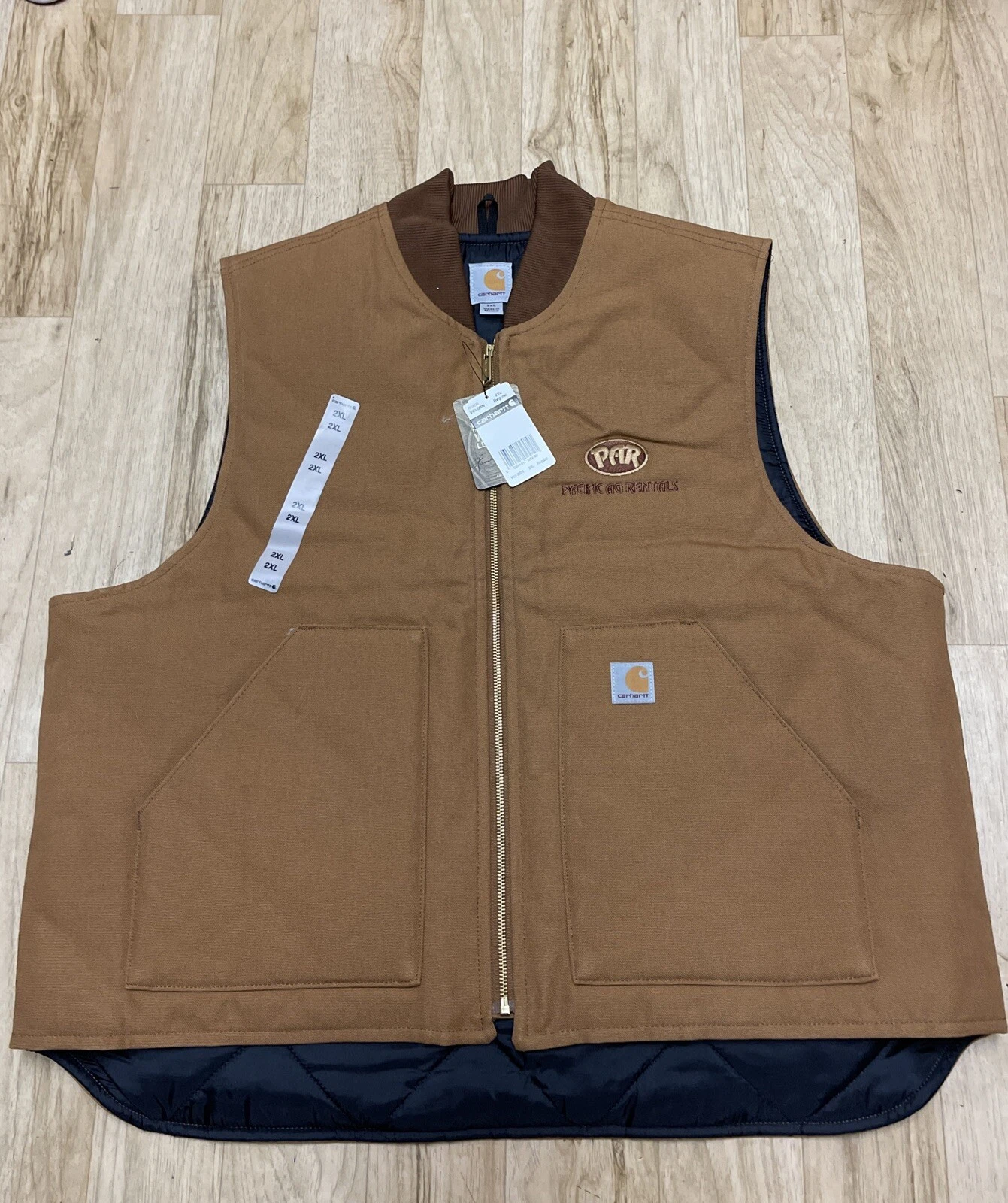 Carhartt Artic Quilt Lined Sandstone Brown Duck Canvas Zip Work Vest 2XL NWT