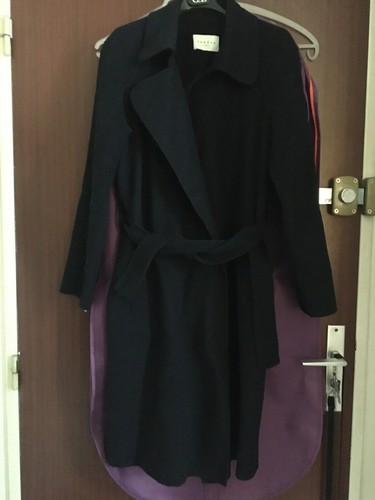 SANDRO PARIS MAJE NAVY BLUE BOILED WOOL 