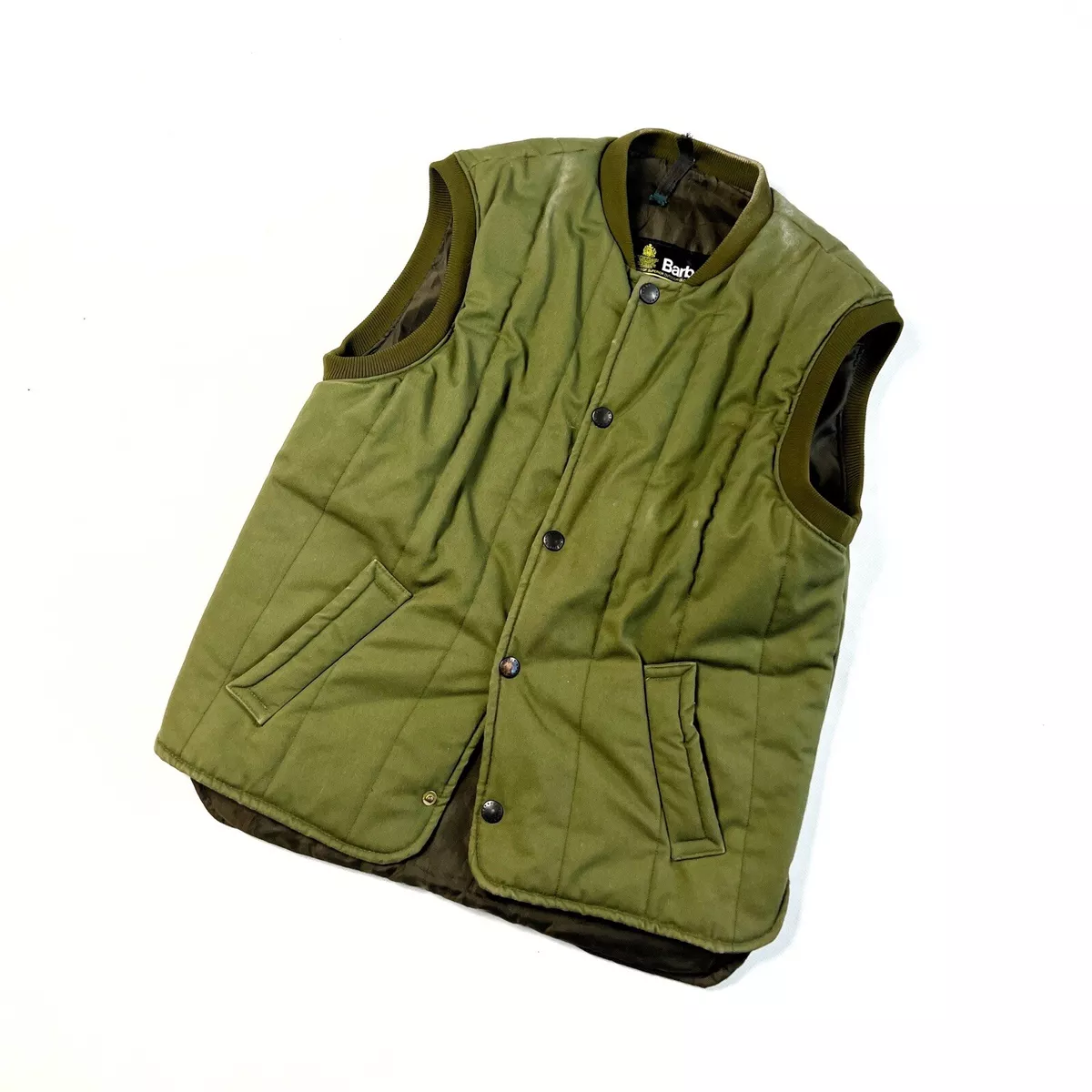 Men's Barbour Vintage 2 Crest Trekker Quilted Green Waistcoat Vest Size S |  eBay