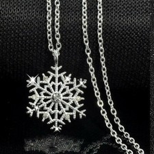 Christmas Crystal Snowflake Silver Charm Chain Necklace Pendant Jewelry Gift New