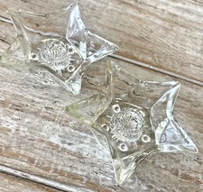 Set of 2  Vintage  Clear Crystal STAR  Candle Stick Holders