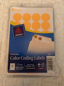 Avery Printable Removable Color-Coding Labels, 3/4" Dia, Neon Orange 1008/pack 72782054717 | eBay
