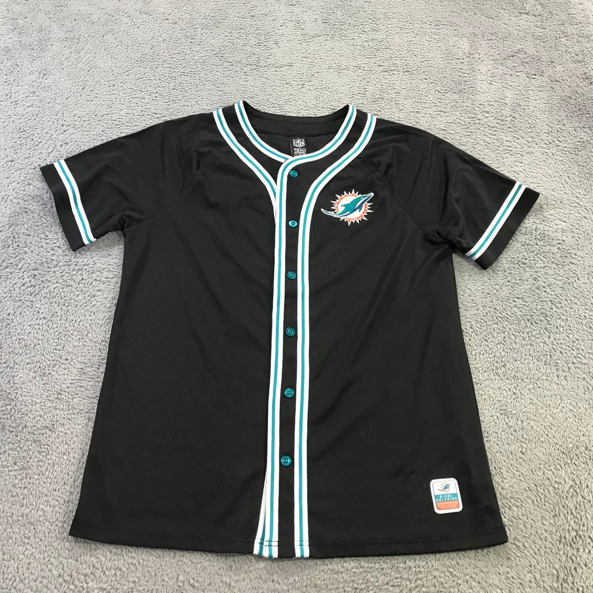 Miami Dolphins Baseball Jersey NFL Mens Medium Football Button Up