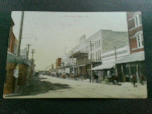 1910 POSTKARTE 12. STRASSENSCHUHSCHILD MIAMI FLORIDA KNITTER KLEINER RISS
