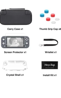 HEYSTOP Nintendo Switch Lite Case - Controller + Screen Protector Game Card Storage