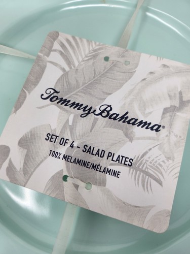 Tommy Bahama Melamine Plates Light Green 4 Salad Dessert 4 Dinner New - Picture 4 of 5