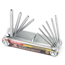 10 PC Folding Locking Torx Hex Key Allen Wrench Driver Set Tamper Resistant