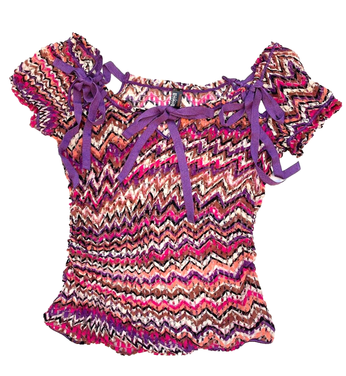Wolford x Missoni Multi-colored Purple Crochet Zig-Zag V Wolford x Missoni Multi-colored Purple Crochet Zig-Zag V