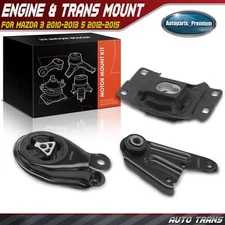 3x Engine Motor & Transmission Mount & Torque Strut Mount for Mazda Auto Trans.