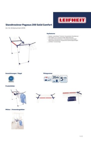 LEIFHEIT Standtrockner Pegasus 200 Solid Comfort - Bild 2 von 2