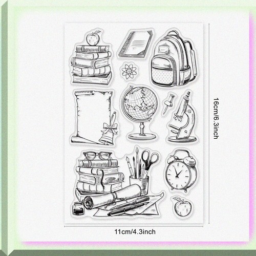 Silicone Clear Stamps Set for DIY Scrapbooking and Card Making - School and Book - Bild 3 von 7