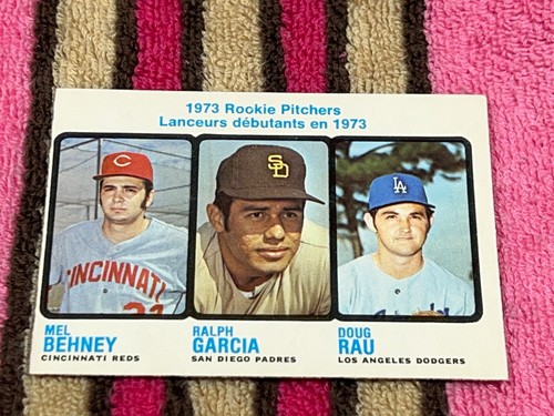 1973 O-PEE-CHEE RC #602 ROOKIE PITCHERS DOUG RAU & M. BEHNEY & R. GARCIA NMMT+