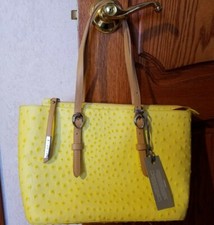 Nicoli Genuine Leather Yellow Tote Handbag Made In Italy