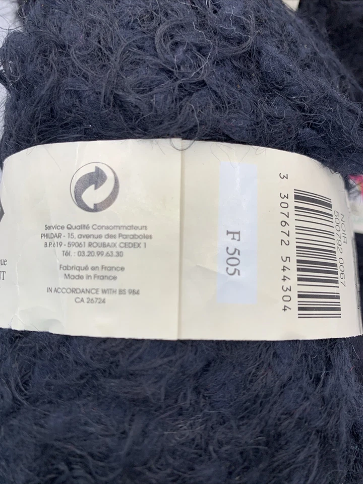 Lote de 4 novelos Phildar Neige fio Tactel preto noir 1,76 oz/50 g Dupont Laine - Imagem 2 de 4