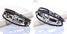 Damen Herren Armband Vintage Anker Schwarz Br...