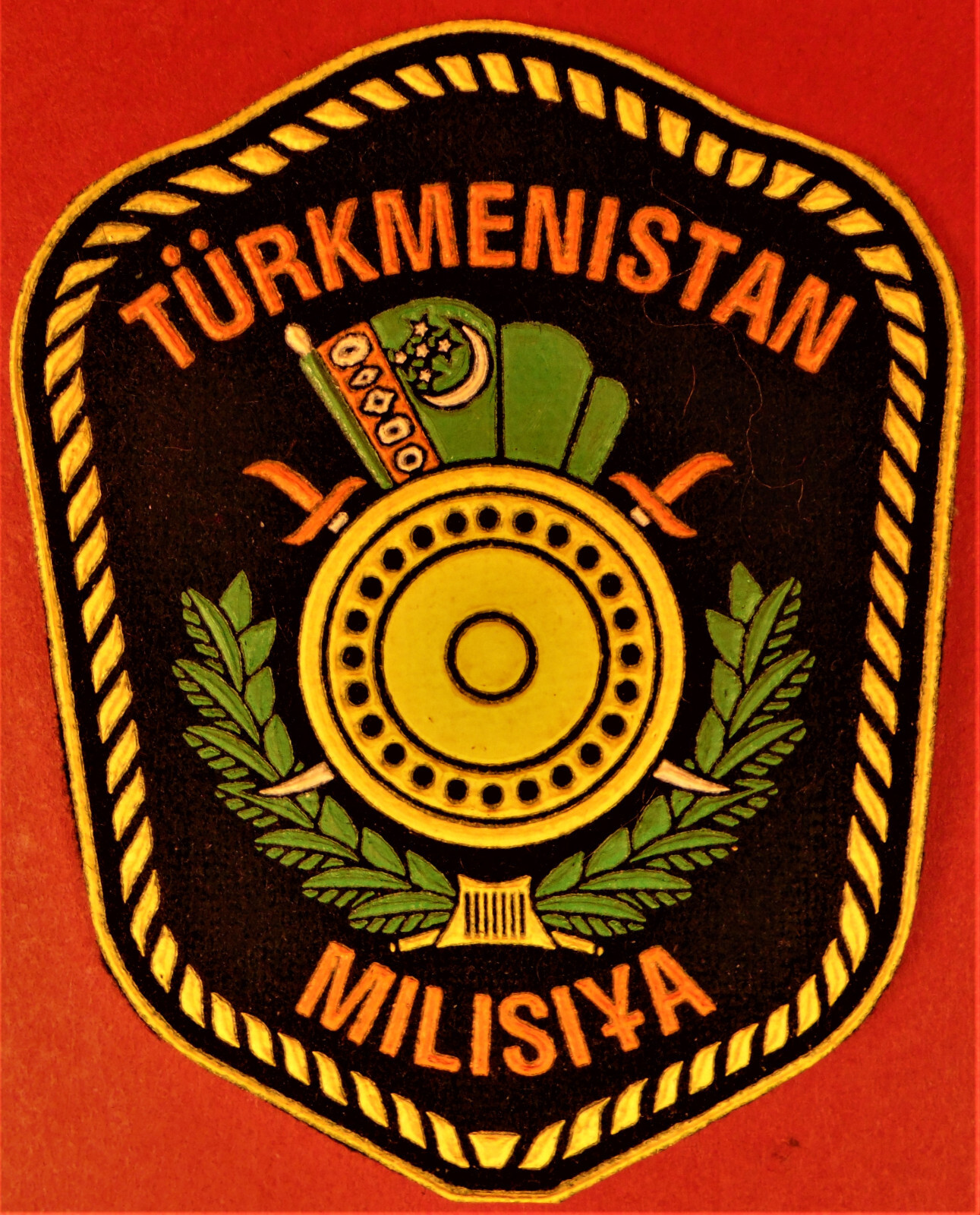 Turkmen Police Sleeve Patch Uniform Insignia Turkmenistan 1990s Issue ORIGINAL