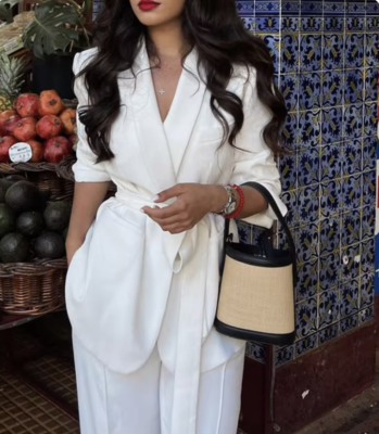 ZARA NEW WOMAN BELTED TUXEDO JACKET ZW COLLECTION Ecru 2635 ZARA NEW WOMAN BELTED TUXEDO JACKET ZW COLLECTION Ecru 2635