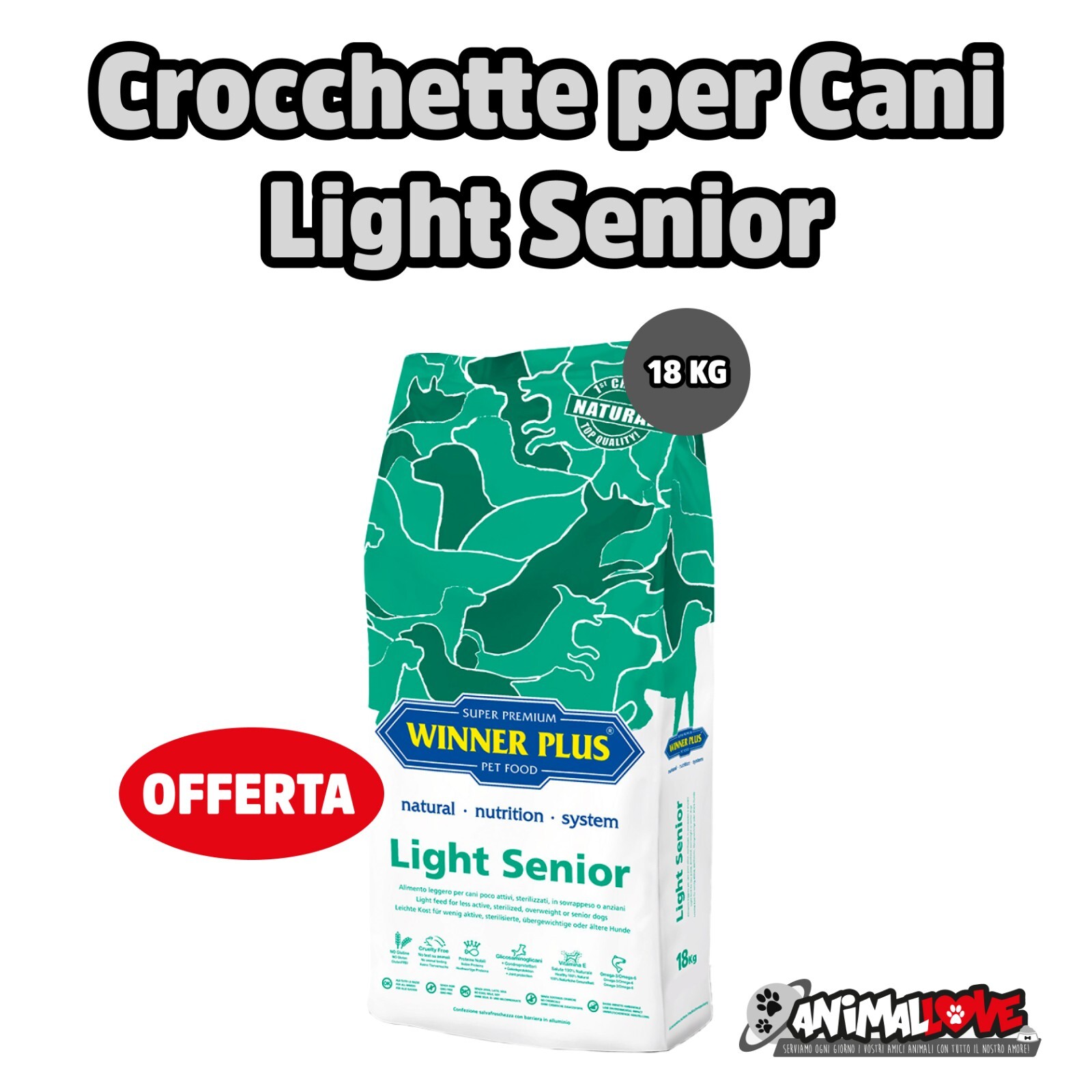 Winner Plus Light Senior Pollo 18KG - Nutrizione per Cani in Terza Età