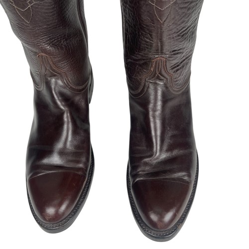 Lucchese Womens Brown Leather Western Cowboy Roper Boots 11.5 A Snip Toe - Picture 4 of 13