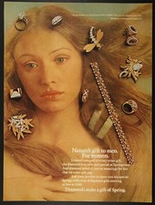 De Beers Diamonds Gift of Spring Jewelry Vintage Print Ad 1973