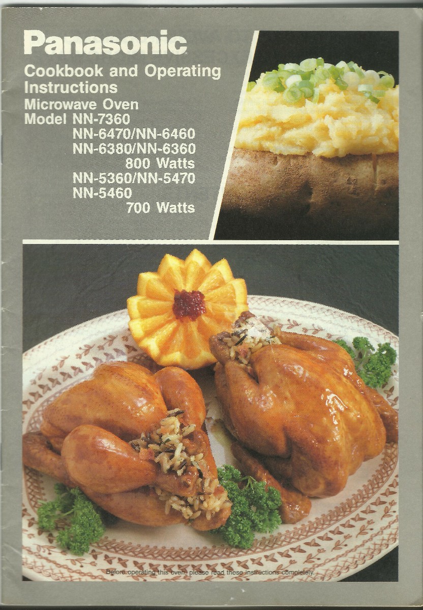 Printed Cookbook and Operating Instructions Panasonic Microwave