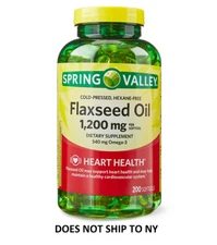 Spring Valley Flaxseed Oil Softgels Dietary Supplement, 1,200 mg, 200 Count