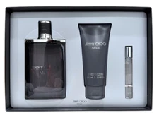 Jimmy Choo Man Gift Set for Men - 3.3 oz EDT + 0.25 oz EDT + 3.3 oz S/Gel