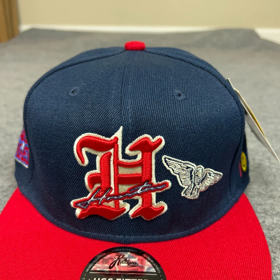 Gorra de béisbol Houston Black Eagles para hombre 7 3/8 ajustada azul rojo liga negra Foto 2 de 4