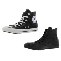 Converse All Star Hi Black Leather Mens Womens Trainers Shoes Size Uk 3-13 Converse All Star Hi Black Leather Mens Womens Trainers Shoes Size Uk 3-13
