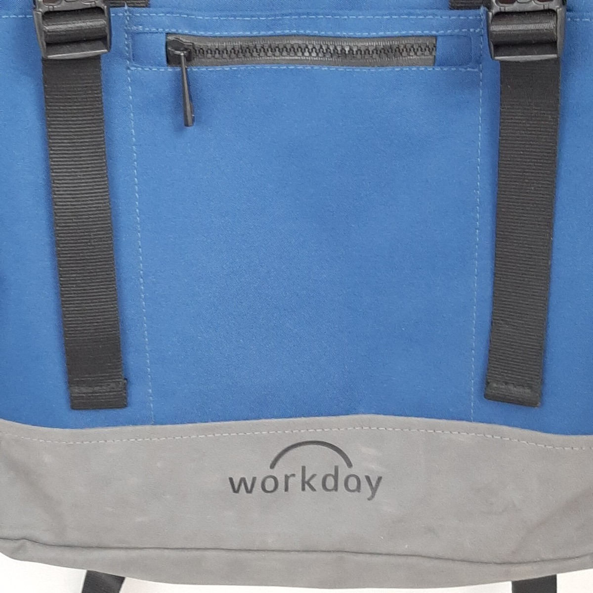 WORKDAY Nylon Backpack Blue Orange and Gray Roll-top Clasp 