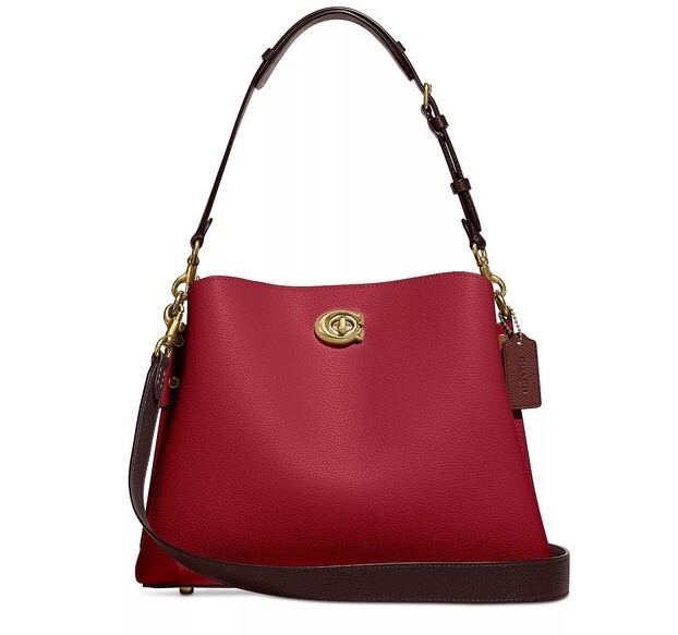 COACH C2590 Willow shoulder bag in colorblock Brick Red Multi NWT