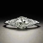 Vintage Art Deco 1.60Ct Round Lab Created Diamond 925 Silver Anniversary Ring