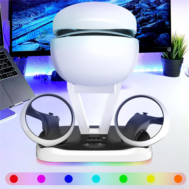 PSVR2 Charging Station Stand with RGB Light, PS-VR2 Controller Magnetic Fast-image