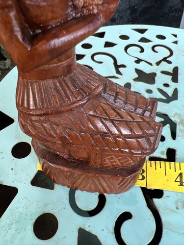 Vintage Holzschnitzerei Kunst Thai Buddha Figur kniend betend 8" Handarbeit - Bild 11 von 12