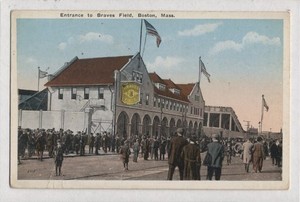 Boston Braves Baseball Stadium Postcard VARIATION Description At Top In Black