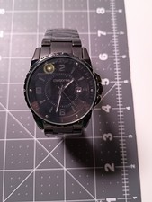 Claiborne Quartz Watch Analog Black Dial Stainless Steel Bracelet 24-Hour Dial