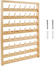 NW Wooden Thread Holder 48 Spools Sewing Embroidery Organizer with Wall Hooks