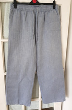 M&S COLLECTION Linen  Blend  Wide Leg Trousers Elastic Waist  Size 18   GREAT