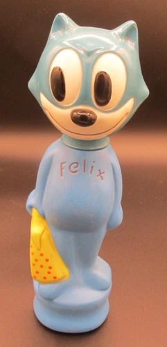 Empty Felix the Cat Vintage 1960s Soaky Blue Colgate Palmolive Co Bubble Bath