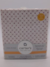 Carter's Pink  White Floral 100 Cotton Woven Fitted Crib Sheet New